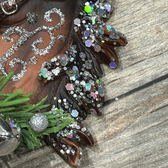 Holiday Horses: “Sleigh Bells" design. Decorated horse Christmas ornament - Picture 8 of 12